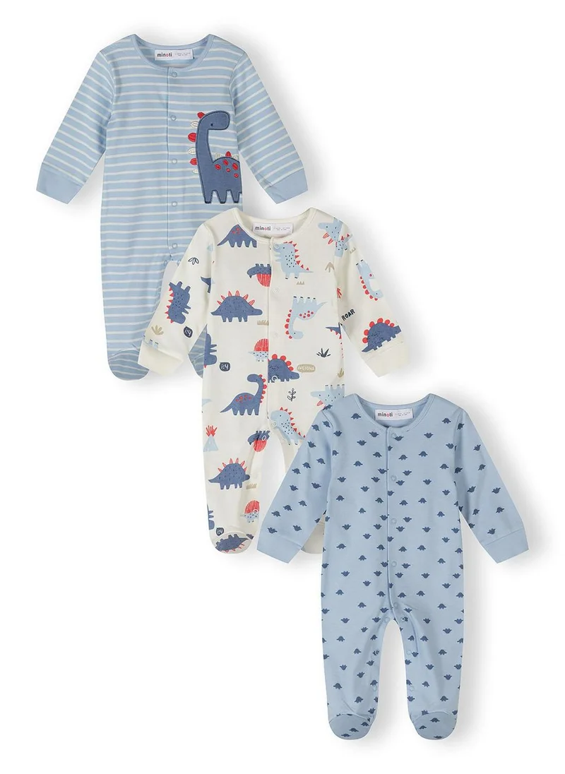 مينوتي Boys 3-pack sleepsuits blue and white dinosaur print 0-24 months